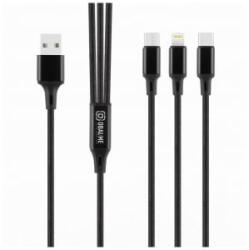 OBAL: ME 3in1 AllConnect Fast Charge USB-A/USB-C, Lightning, Micro-USB kábel 1.2m fekete