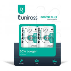 Uniross 1, 5V D/LR20/góliát tartós alkáli elem POWER PLUS 2db/csomag (UPPDPK2) (UPPDPK2) - aqua