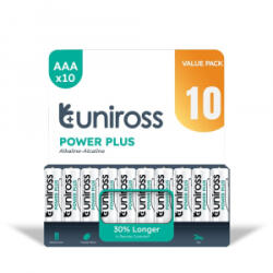 Uniross 1, 5V LR03/AAA/mikro tartós alkáli elem POWER PLUS 10db/csomag (UPPAAAPK10A) (UPPAAAPK10A) - aqua
