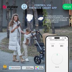NOUS Pachet 3x Priză inteligentă / smart wireless NOUS A7Z, ZigBee 3.0, 16A, monitorizare consum, compatibilă Smart Life / Tuya (A7Z-3pc)