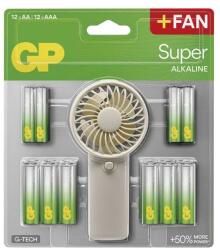 GP Batteries GP B0161M Super AA 12db + AAA 12db akáli elem + ventilátor (B0161M) - officedepot