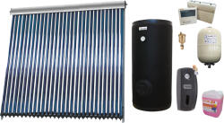 SUNSYSTEM Sistem solar presurizat , panou Sunsystem VTC 30 tuburi, Boiler cu 2 serpentine Fornello SOL 200 litri, controller, vas expansiune, grup pompare, aerisitor 1/2, antigel (Pachet-VTC30sol200)