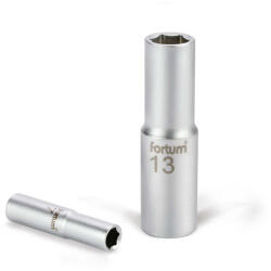 Fortum dugófej, hosszított, 1/4", 13mm, 61CrV5, mattkróm, 50mm hosszú