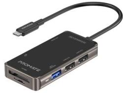 Promate USB-C 7in1 HUB Fekete