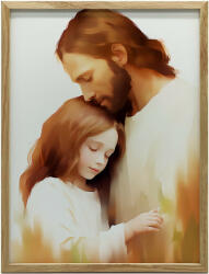  VALLÁSI FALI PLAKÁT JÉZUS ÉS LÁNY KERETBEN 70x100 CM
