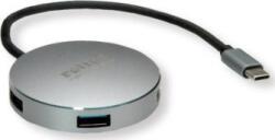 Roline 4 Port USB Kombinált Hub Szürke