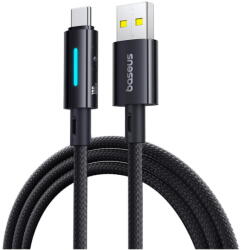 Baseus Cablu USB la Type-C cu LED, 100W, E-marker Chip, 1m - Cosmic Black (P10379002121-00)