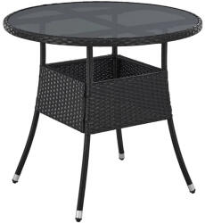 Juskys Masa rotunda Yoro Ø80 cm din ratan - negru