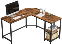 VASAGLE Ipari L-alakú Sarokíróasztal Polcokkal Rusztikus Barna-Fekete (EUZ-LWD72X) - platinashop