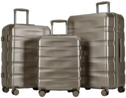 BONTOUR Wave 3 db-os Duplakerekes Bőrönd Szett, számzárral, Pezsgő (120540-Champagne) - vasbutor