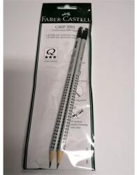 Faber-Castell Ceruza Faber-Castell Grip 2001 radíros HB, B 2db/csomag ergonomikus háromszög formájú szürke test fekete pötyökkel