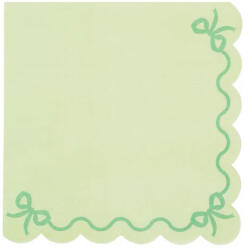 PartyDeco S. r. o Szalvéta, 12 db , 33x33 cm, halvány zöld, fodros, masni mintával