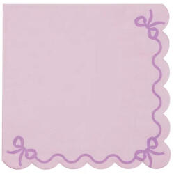 PartyDeco S. r. o Szalvéta, 12 db , 33x33 cm, halvány lila, fodros, masni mintával