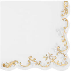 PartyDeco S. r. o Szalvéta, 12 db , 33x33 cm, 3 rétegű, fehér arany mintával