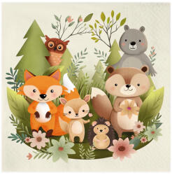 PartyPal Erdő állatai, szalvéta, 10 db/cs, 33x33 cm