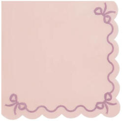 PartyDeco S. r. o Szalvéta, 12 db , 33x33 cm, halvány rózsaszín, fodros, masni mintával
