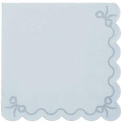 PartyDeco S. r. o Szalvéta, 12 db , 33x33 cm, halvány kék, fodros, masni mintával
