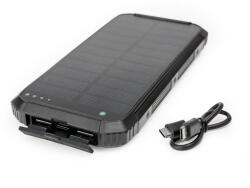  Powerbank napelemes 15W 2X USB-A + USB-C Platinet fekete