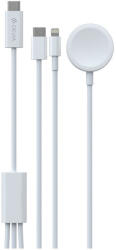 DEVIA cable 3in1 Smart EA520 USB-C - USB-C + Lightning, fehér with vezeték nélküli mágneses tőltő Apple Watch