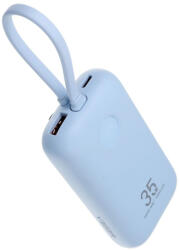 VEGER powerbank 10000 mAh beépített kábellel Type C / Lightning PD QC3.0 35W K1 (W1188), kék