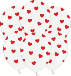 PartyDeco Lufi - Piros szívecskékkel 30 cm 50 db