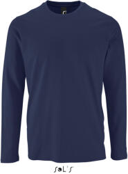 SOL'S Férfi IMPERIAL hosszú ujjú környakas pamut póló, SOL'S SO02074, French Navy-2XL (so02074fn-2xl)