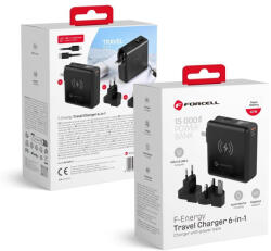 Forcell F-ENERGY multifunkciós töltő 45W 6 az 1-ben USB A és USB C csatlakozókkal, 15000mAh powerbankkal és 15W vezeték nélküli töltéssel - tok-store