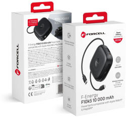 Forcell F-ENERGY F10K5 powerbank compatible with MagSafe PD3.1 QC3.0 3A 22, 5W 10000 mAh, fekete