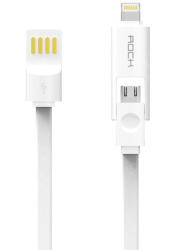 ROCK lightning/Micro-USB kombinált kábel, 200 cm, fehér