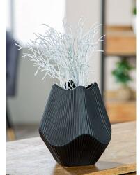  „Lamellen modern fekete kerámia váza elegáns, redőzött dizájnnal