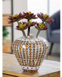  „Mozaikfények - Barna üveg váza grafikus mintával