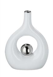  „Modern Harmónia - Fehér kerámia váza krómozott gömbbel 22cm