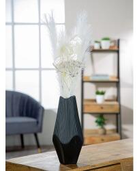  Elegáns fekete kerámia váza letisztult bordázott dizájnnal „Lamellen