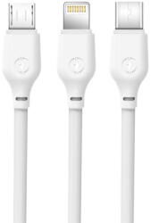 XO NB103 USB Cable 3in1 Micro-USB, Type-C, Lightning kábel, 2, 1A, 1m, fehér