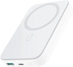 JOYROOM JR-W020 Mini Magnetic Wireless Powerbank, magsafe kompatibilis hordozható külső akkumulátor és vezeték nélküli töltő, PD, QC, 10000 mAh, 20W, fehér