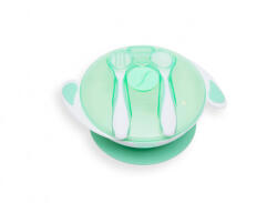 Baby Bruin Tapadókorongos tányér tetővel és evőeszközzel - Zöld