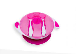 Baby Bruin Tapadókorongos tányér tetővel és evőeszközzel - Pink