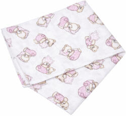 Baby Bruin Mintás Cseh textil pelenka, textilpelenka sűrű szövésű fehér 70x70 cm - Rózsaszín maci (311197rozsaszinparnasmaci)