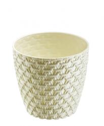 Elif Plastic Kötött mintás kaspó 1, 6L 14, 5x13cm Szín: Törtfehér