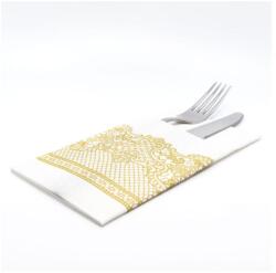 PAW Evőeszköztartós textilhatású szalvéta 40x40 cm 1/8 hajtású 25 lap/csomag - Royal Lace arany