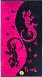  Salina gekkó pink-fekete strandtörölköző