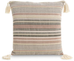 Takoy Csíkos díszpárnahuzat BOHO bojtokkal díszítve