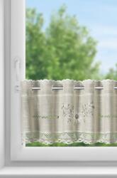 Takoy Vitrázs függöny etaminból VERONICA hímzett virágokkal díszítve 150 x 30 cm