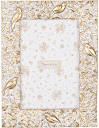 Clayre & Eef Rama foto masa, perete polirasina alba aurie 15x2x20 cm / 10x15 cm (2F1255)