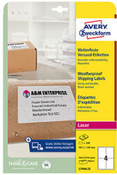 Avery Zweckform címkék 99, 1 mm x 139 mm, A4, fehér, 1 címke, vízálló, 25 darabos csomag, L7994-25, lézernyomtatókhoz