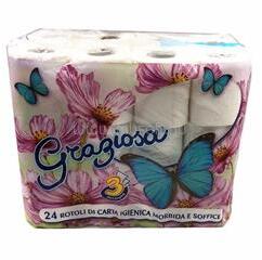 Graziosa 3 rétegű 24 tekercs/csomag toalettpapír (TP3RGRAC24) (TP3RGRAC24)