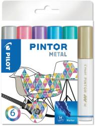 Pilot Pintor dekormarker készlet, 1.4 mm, M, 6 különböző metál szín (PDMPTMM6)