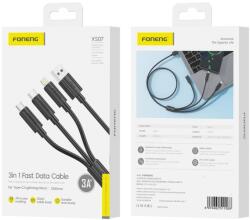 FONENG kábel XS07 3 az 1-ben 3A 1.2M fekete