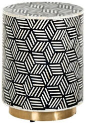 Richmond Bliss 36 Geometrikus Csont Kisasztal Fekete-Fehér Arany Alappal (KHM-7621)