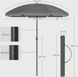 SONGMICS 2 m Nyolcszögletű Napernyő UPF50+ Szürke Poliészter (EUZ-GPU065G01) - prodis